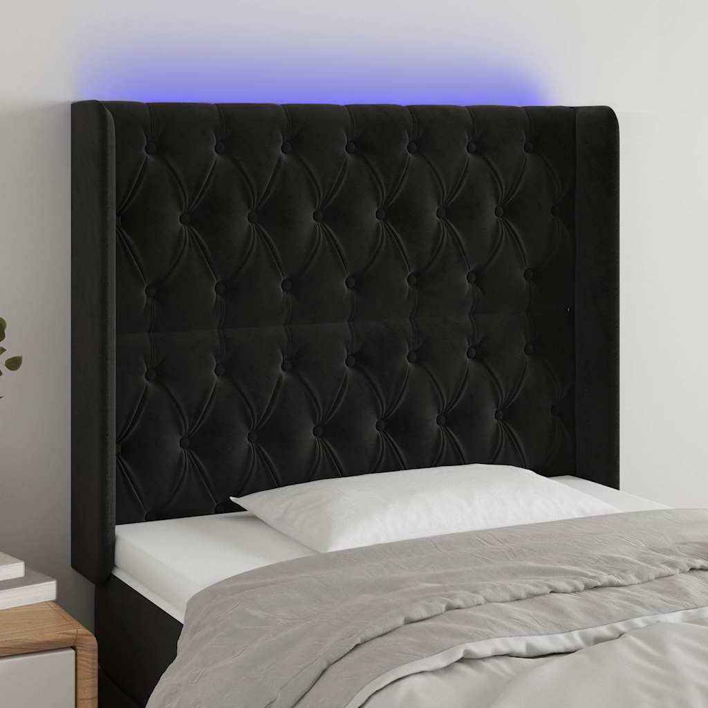 Vidaxl hoofdbord led 93x16x118 128 cm fluweel zwart