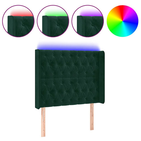 Vidaxl hoofdbord led 103x16x118 128 cm fluweel donkergroen