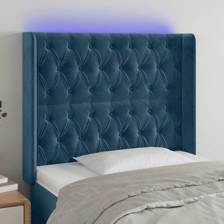 Vidaxl hoofdbord led 103x16x118 128 cm fluweel donkerblauw