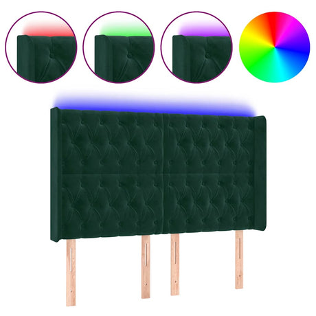 Vidaxl hoofdbord led 147x16x118 128 cm fluweel donkergroen