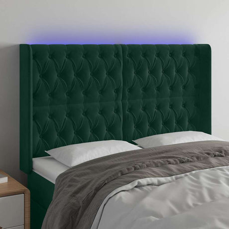 Vidaxl hoofdbord led 163x16x118 128 cm fluweel donkergroen