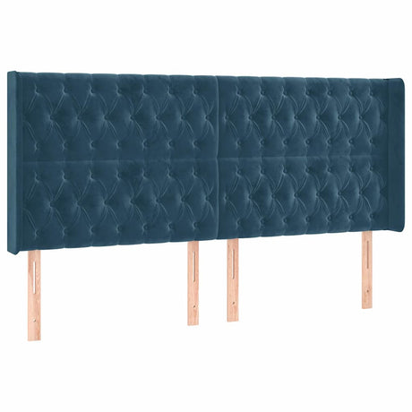 Vidaxl hoofdbord led 203x16x118 128 cm fluweel donkerblauw