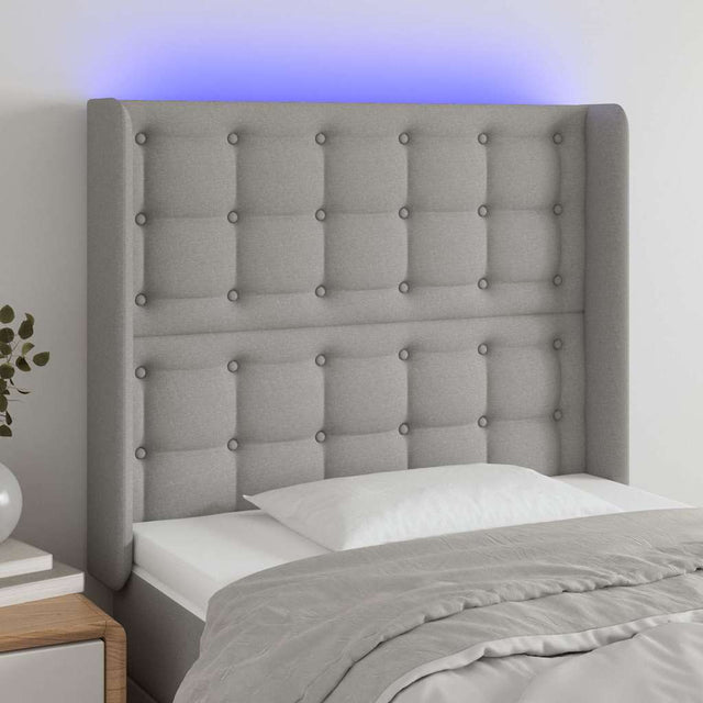 Vidaxl hoofdbord led 83x16x118 128 cm stof lichtgrijs