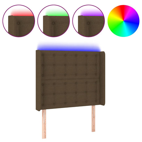 Vidaxl hoofdbord led 83x16x118 128 cm stof donkerbruin