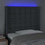 Vidaxl hoofdbord led 93x16x118 128 cm stof donkergrijs