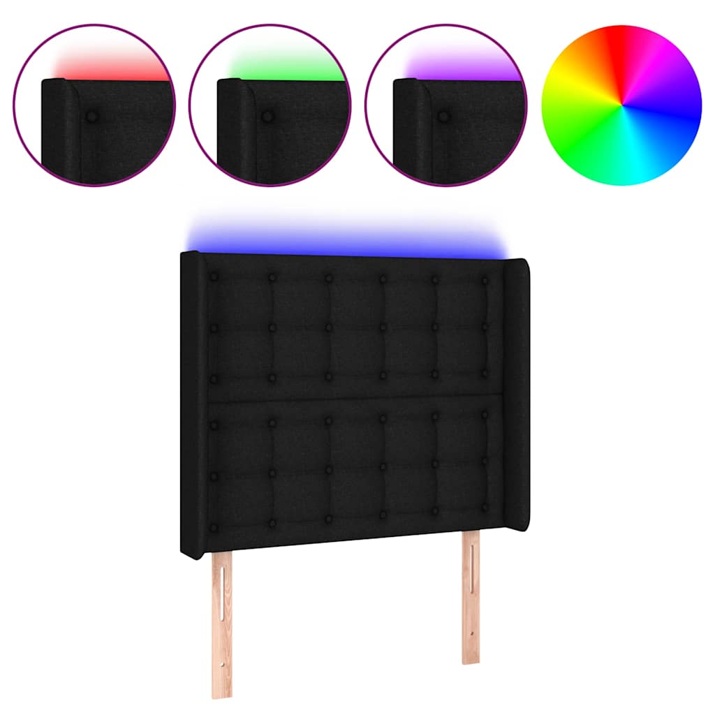 Vidaxl hoofdbord led 93x16x118 128 cm stof zwart