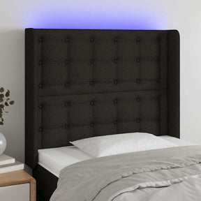 Vidaxl hoofdbord led 93x16x118 128 cm stof zwart