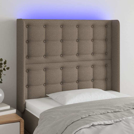 Vidaxl hoofdbord led 93x16x118 128 cm stof taupe