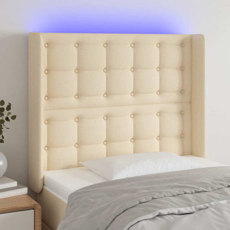Vidaxl hoofdbord led 93x16x118 128 cm stof crèmekleurig
