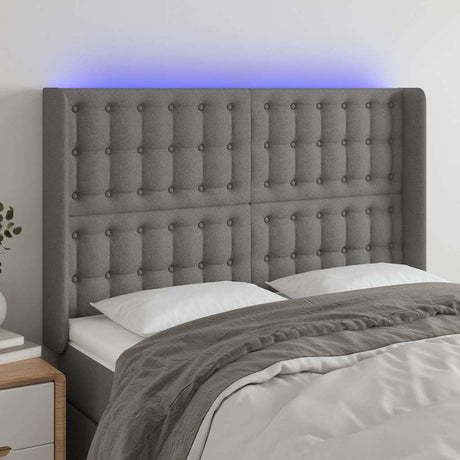 Vidaxl hoofdbord led 147x16x118 128 cm stof donkergrijs
