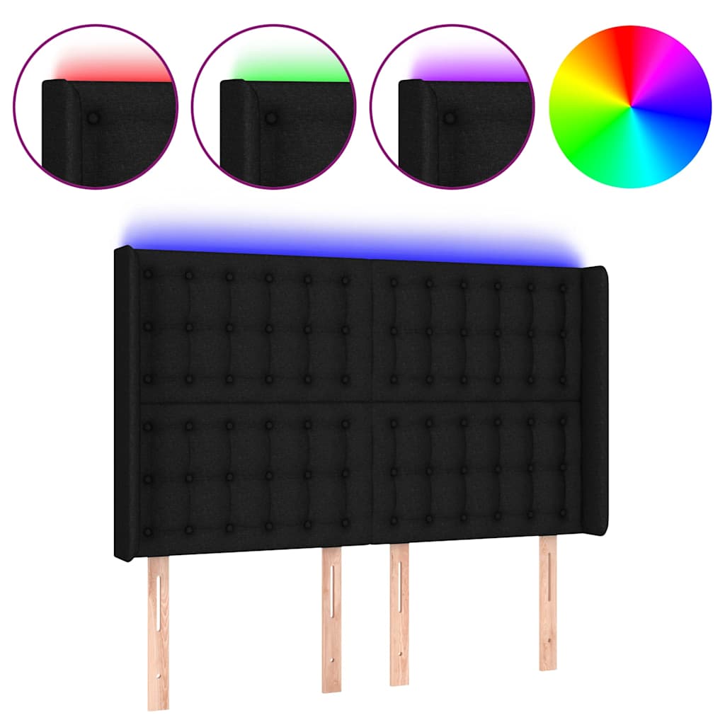 Vidaxl hoofdbord led 147x16x118 128 cm stof zwart