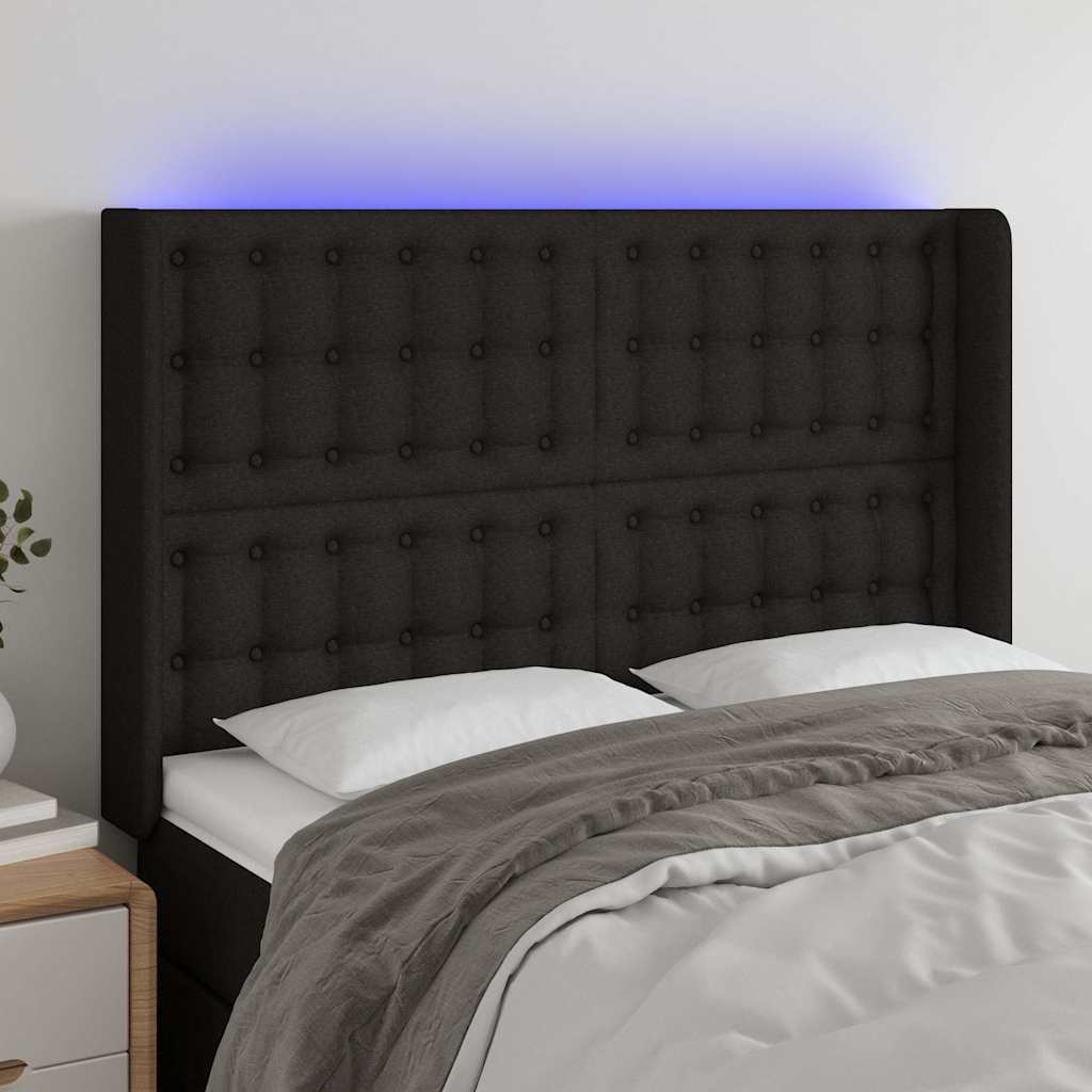 Vidaxl hoofdbord led 147x16x118 128 cm stof zwart