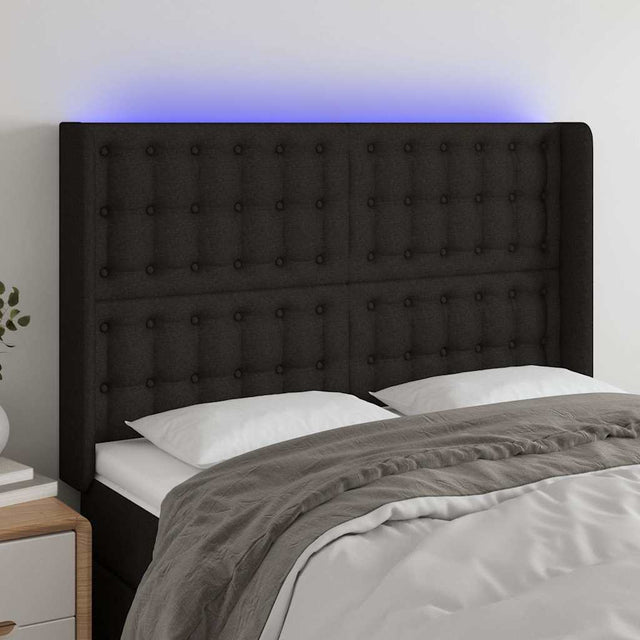 Vidaxl hoofdbord led 147x16x118 128 cm stof zwart