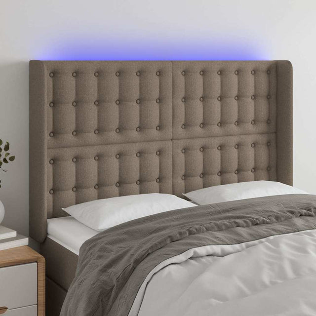 Vidaxl hoofdbord led 147x16x118 128 cm stof taupe