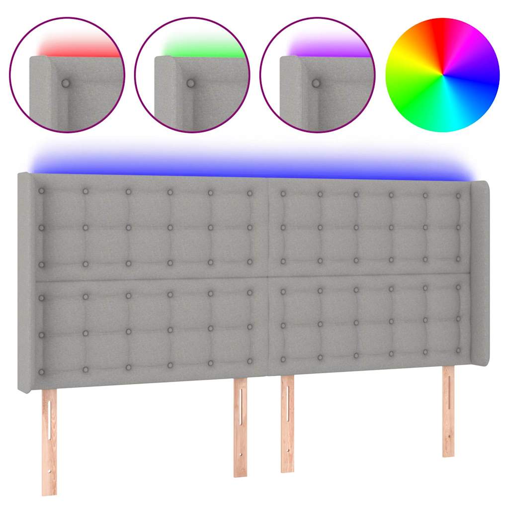 Vidaxl hoofdbord led 163x16x118 128 cm stof lichtgrijs