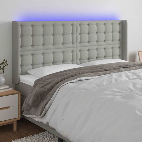 Vidaxl hoofdbord led 203x16x118 128 cm stof lichtgrijs