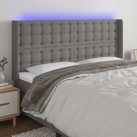 Vidaxl hoofdbord led 203x16x118 128 cm stof donkergrijs