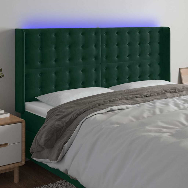 Vidaxl hoofdbord led 163x16x118 128 cm fluweel donkergroen