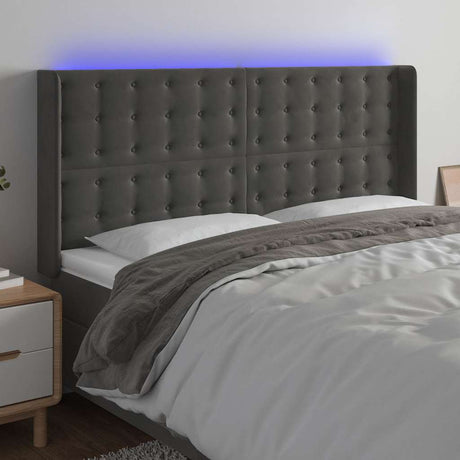 Vidaxl hoofdbord led 183x16x118 128 cm fluweel donkergrijs