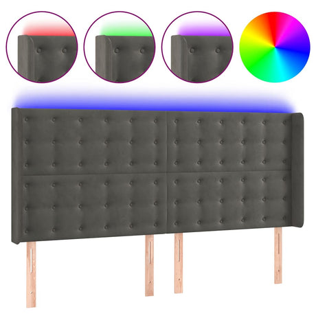 Vidaxl hoofdbord led 203x16x118 128 cm fluweel donkergrijs