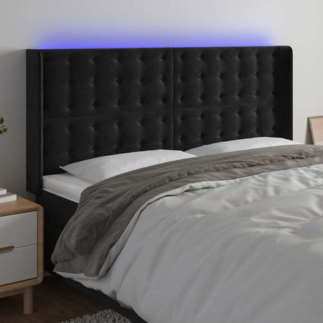 Vidaxl hoofdbord led 203x16x118 128 cm fluweel zwart