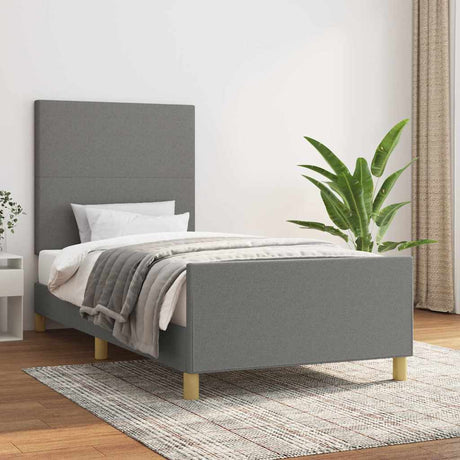 Vidaxl bedframe zonder matras 90x190 cm stof donkergrijs