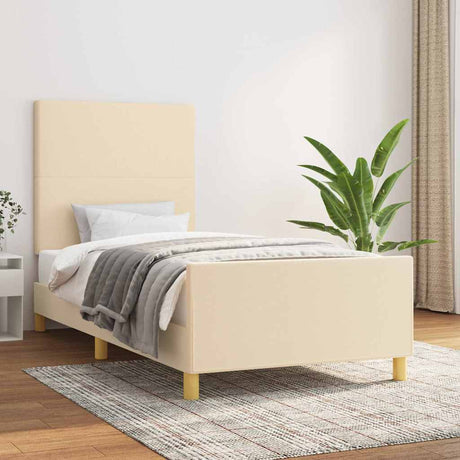 Vidaxl bedframe zonder matras 100x200 cm stof crèmekleurig