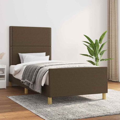 Vidaxl bedframe zonder matras 90x200 cm stof donkerbruin