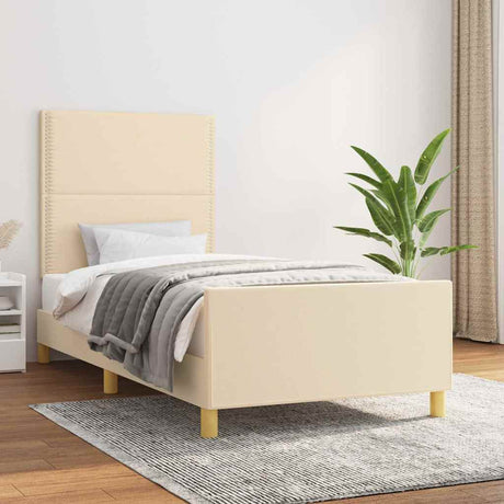 Vidaxl bedframe zonder matras 90x200 cm stof crèmekleurig