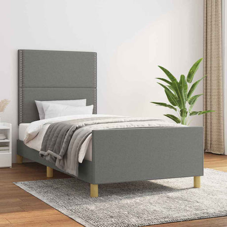 Vidaxl bedframe zonder matras 100x200 cm stof donkergrijs
