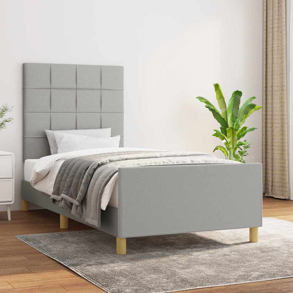 Vidaxl bedframe zonder matras 90x200 cm stof lichtgrijs