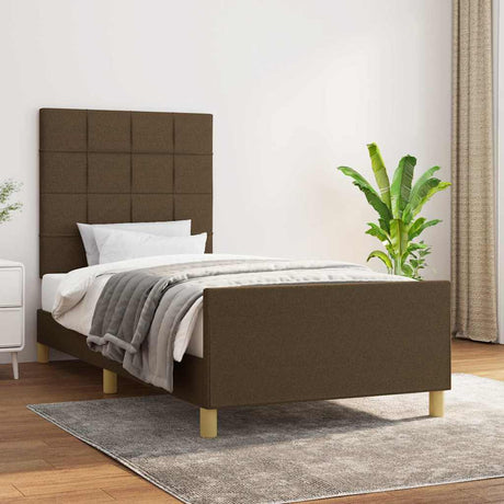 Vidaxl bedframe zonder matras 90x200 cm stof donkerbruin