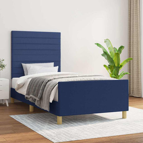 Vidaxl bedframe zonder matras 90x200 cm stof blauw