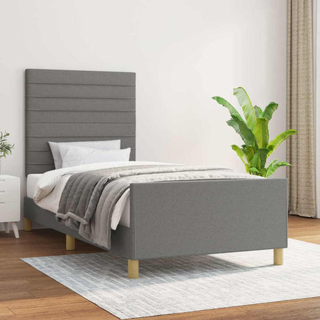 Vidaxl bedframe zonder matras 100x200 cm stof donkergrijs