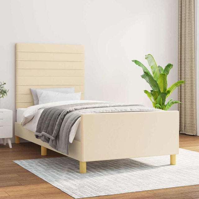 Vidaxl bedframe zonder matras 100x200 cm stof crèmekleurig
