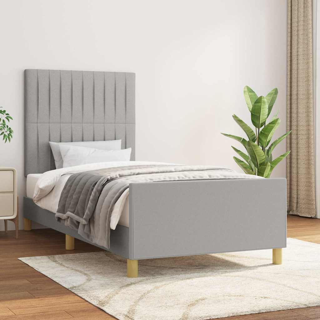 Vidaxl bedframe zonder matras 90x190 cm stof lichtgrijs