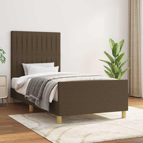 Vidaxl bedframe zonder matras 90x200 cm stof donkerbruin
