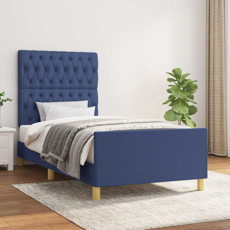 Vidaxl bedframe zonder matras 90x200 cm stof blauw