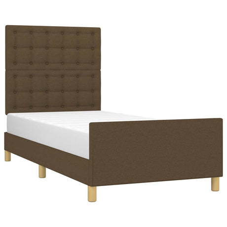 Vidaxl bedframe met hoofdeinde stof donkerbruin 80x200 cm