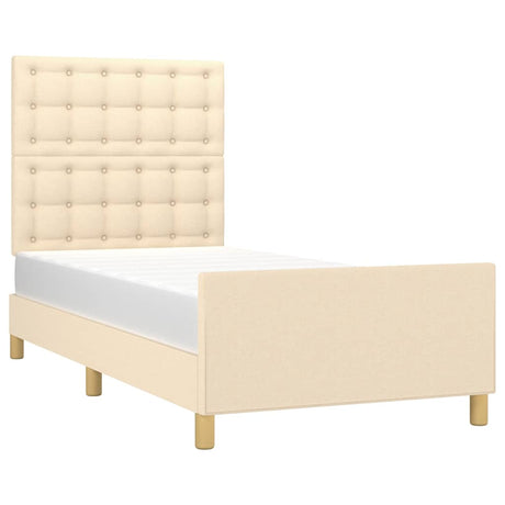 Vidaxl bedframe met hoofdeinde stof crèmekleurig 80x200 cm