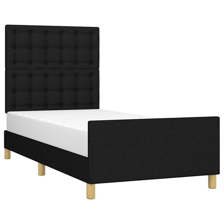 Vidaxl bedframe met hoofdeinde stof zwart 90x190 cm