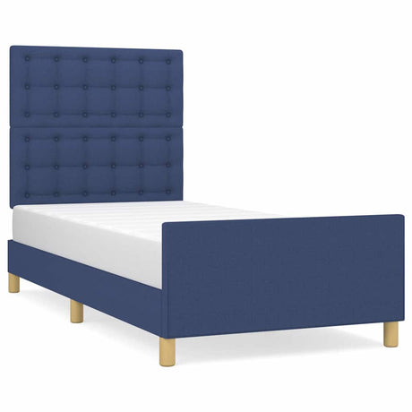 Vidaxl bedframe met hoofdeinde stof blauw 90x190 cm