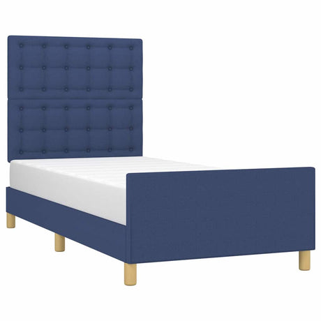 Vidaxl bedframe met hoofdeinde stof blauw 90x190 cm