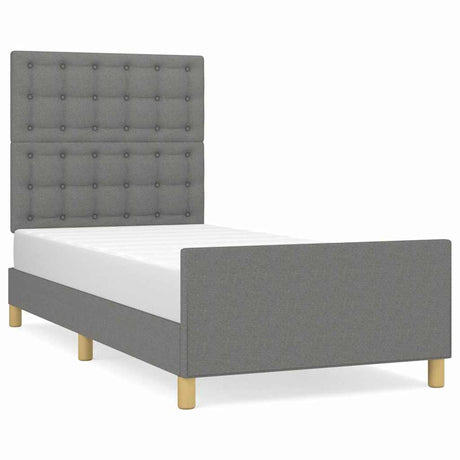 Vidaxl bedframe met hoofdeinde stof donkergrijs 90x200 cm