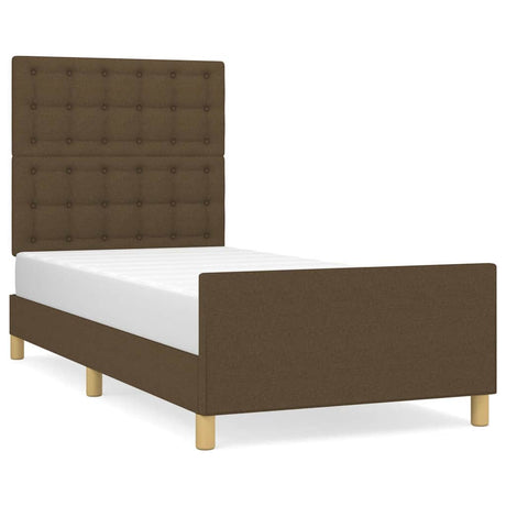 Vidaxl bedframe zonder matras 90x200 cm stof donkerbruin