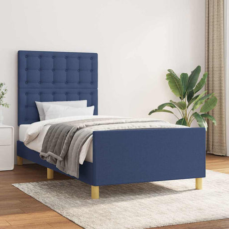 Vidaxl bedframe zonder matras 90x200 cm stof blauw