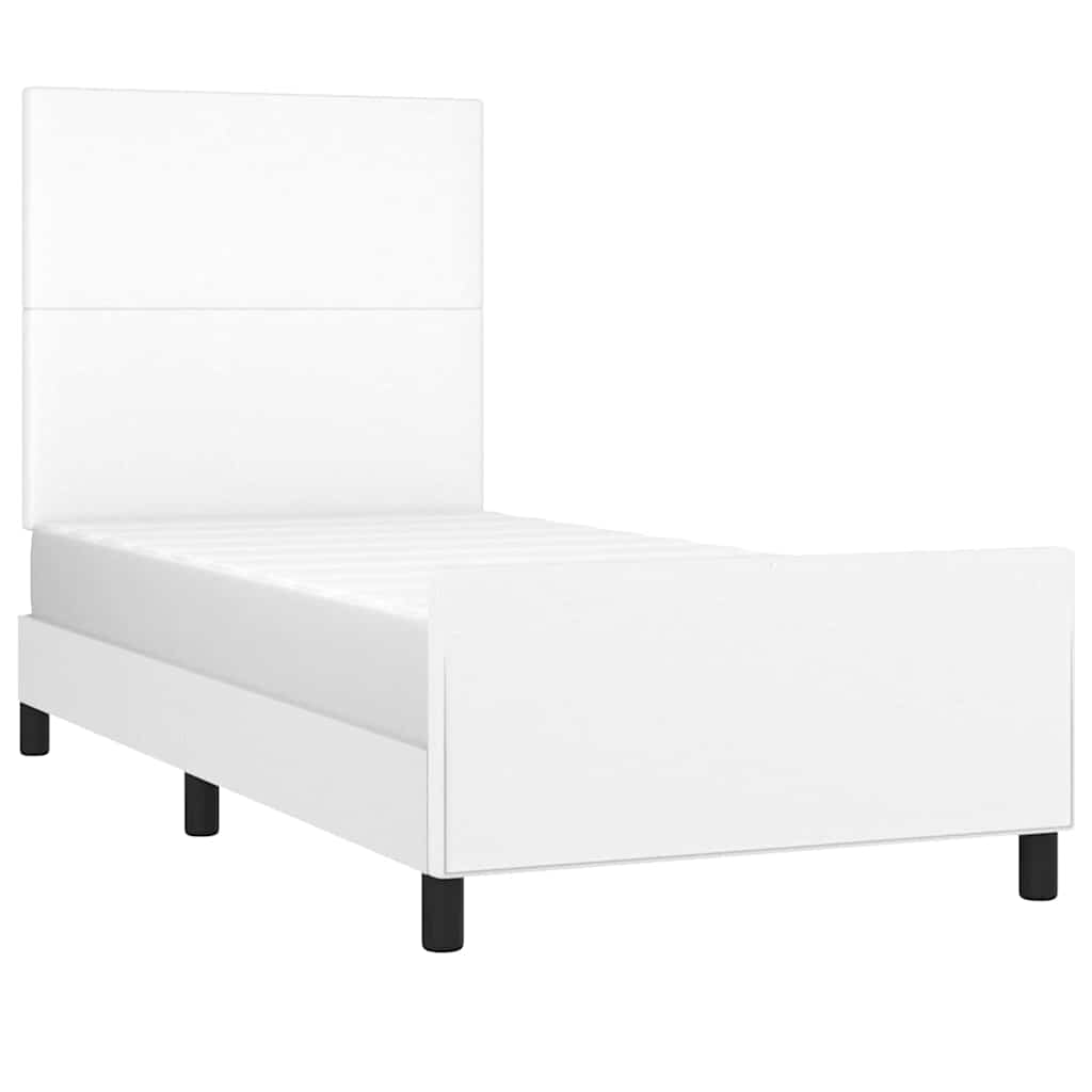 Vidaxl bedframe met hoofdbord kunstleer wit 90x190 cm