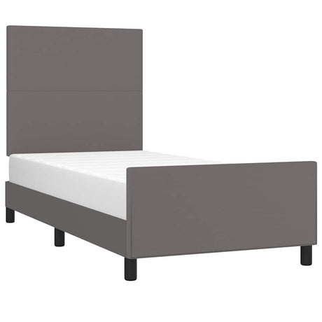 Vidaxl bedframe met hoofdbord kunstleer grijs 90x190 cm