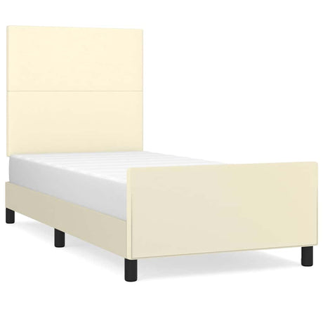 Vidaxl bedframe met hoofdbord kunstleer crèmekleurig 90x200 cm
