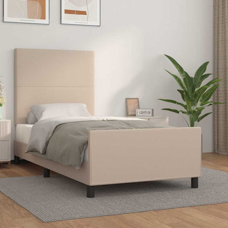 Vidaxl bedframe met hoofdbord kunstleer cappuccinokleurig 90x200 cm